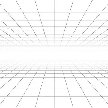 Ceiling and floor perspective grid vector lines, architecture wireframe Stock Illustration