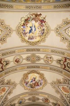 Ceiling of The Basilica of La Macarena Virgin in Seville city, Spain Stock Photos