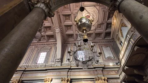 The ceiling of the Basilica of Saints John and Paul in Rome, Italy Stock Footage 321714917