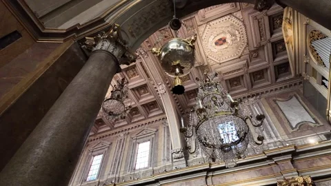 Ceiling of Basilica Santi Giovanni e Paolo in Rome, Italy Stock Footage 321714916