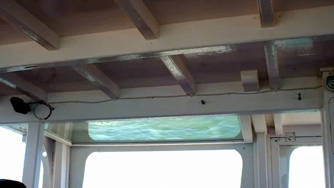 The ceiling of a Boat, with a glass open window Stock Footage 100883777