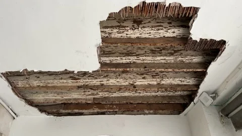 Ceiling of a building is peeling off Stock-Footage 232042582