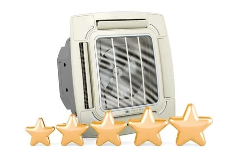 Ceiling Cassette Unit, Indoor Unit of Air Condition with five golden stars... Stock Illustration