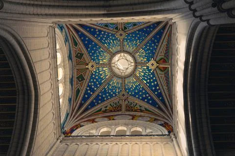 Ceiling of the Cathedral of Almudena Stock Photos