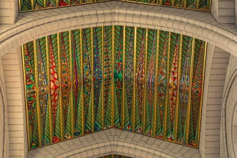Ceiling of the Cathedral of Almudena Stock Photos