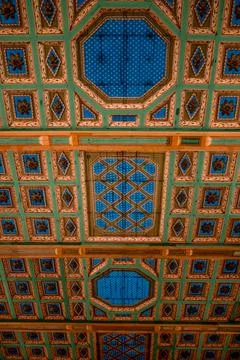 Ceiling in the catholic St. Stephen's Cathedral in Shkoder, vertical Stock Photos