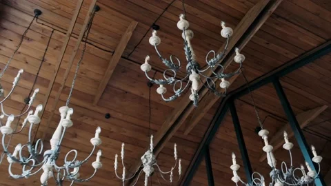 Ceiling, chandelier, light, crystal, large, luxury, interior, glass, lamp, room, Stock Footage 238373702