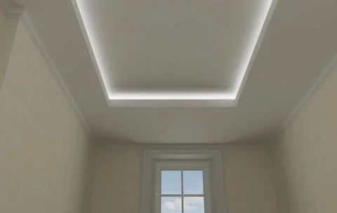 Ceiling close-up in classic interior, vintage room with stucco and moldings,  Stock Illustration