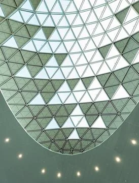 Ceiling construction patterns of Incheon International Airport 스톡 사진