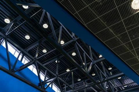 Ceiling construction in the shopping center Stock Photos