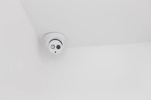 Ceiling Corner Of White Security Camera Stock Photos
