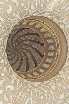 Ceiling crafted from famous Arabic mosque. UAE. Stock Photos
