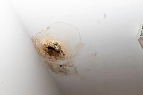 Ceiling damage from water leak Stock Photos