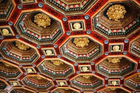 Ceiling decoration in castle Stock Photos