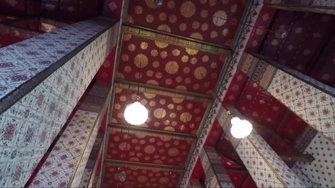 Ceiling Decoration Inside Temple, Wat Arun Temple Compound, Bangkok, Thailand Stock Footage 291262708