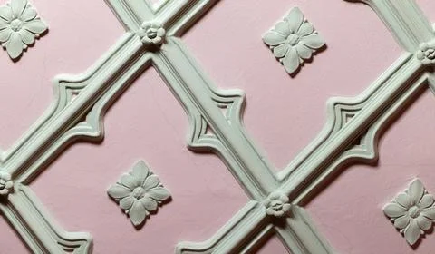 Ceiling design elements. Light green gypsum bas-relief pattern Stock Photos