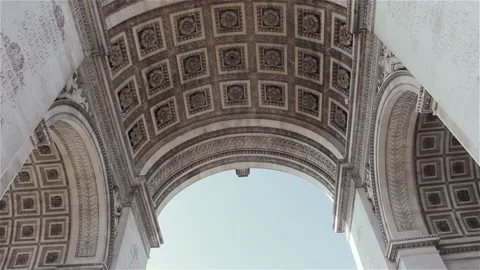 Ceiling Details Under the Arc de Triomphe, Paris, France Stock Footage 99317265