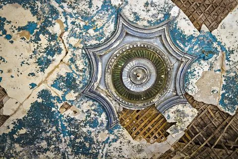 The ceiling of a dilapidated building Stock Photos