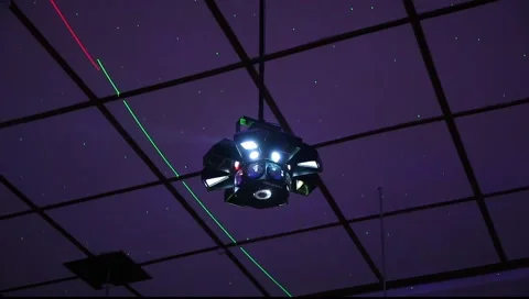 Ceiling with disco lights, mirror-lighting device on the focus Stock Footage 1807180