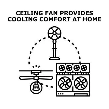 Ceiling fan and air conditioning vector concept Stock Illustration