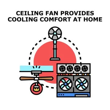 Ceiling fan and air conditioning vector concept Stock Illustration