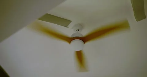 Ceiling fan on in bedroom. Day Stock Footage 323389461