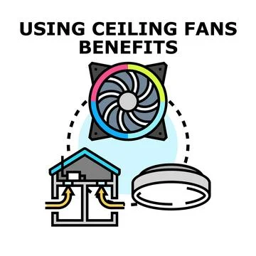 Ceiling fan benefits improving home air circulation Stock Illustration