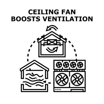 Ceiling fan boosting indoor air ventilation illustration Ilustración de archivo