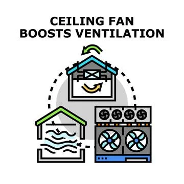 Ceiling fan boosting indoor air ventilation illustration Ilustración de archivo