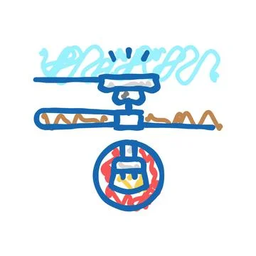 Ceiling fan cleaning home maintenance icon doodle illustration Stock Illustration