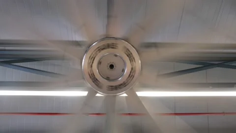 Ceiling fan. Cooling from the ceiling. Stock Footage 162958548