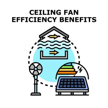 Ceiling fan efficiency benefits and power saving concept Ilustración de archivo
