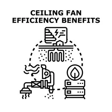 Ceiling fan energy efficiency benefits concept vector Stock Illustration