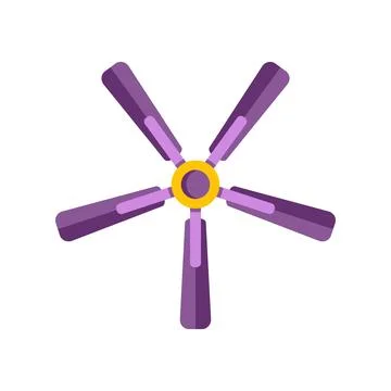 Ceiling fan with five rotating purple blades Stock Illustration