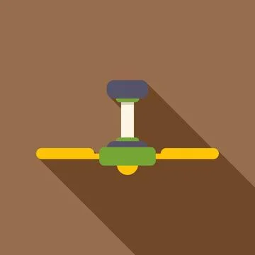 Ceiling fan flat design icon with long shadow Stock Illustration