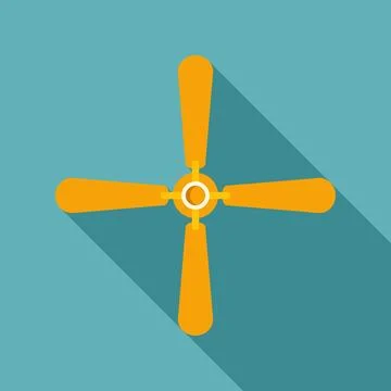 Ceiling fan flat icon creating long shadow Stock Illustration