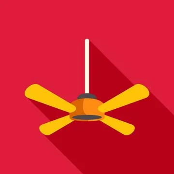 Ceiling fan generating air cooling on red background Stock Illustration