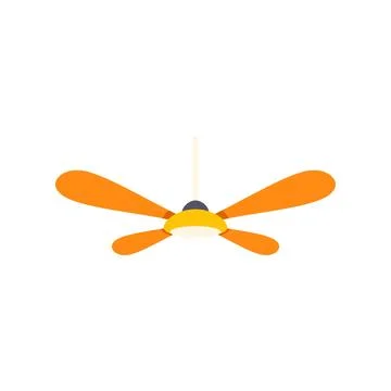 Ceiling fan generating air movement with orange blades Ilustración de archivo