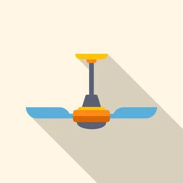 Ceiling fan generating cool air in flat design Stock Illustration
