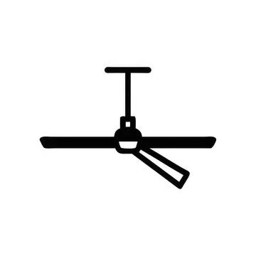 Ceiling fan icon in black and white simple design Stock Illustration
