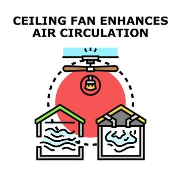 Ceiling fan improving air circulation and ventilation system Illustrazione stock