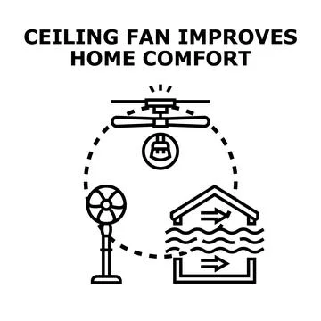 Ceiling fan improving modern home climate comfort Stock Illustration