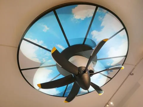 Ceiling Fan Made of Airplane Engine Fan Stock Photos