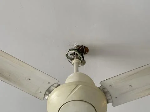 Ceiling Fan Motor Base And Wiring Installation Detail Stock Photos
