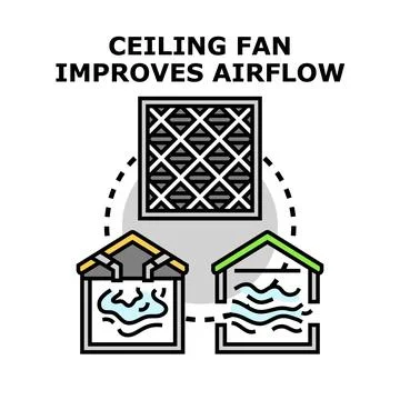 Ceiling fan optimizing airflow for comfort and ventilation Stock Illustration