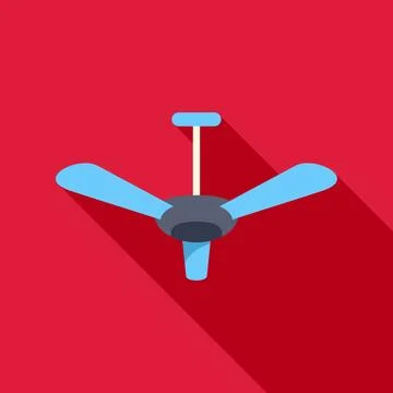 Ceiling fan providing air circulation on red background Stock Illustration