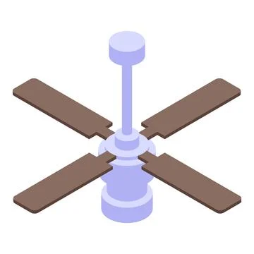 Ceiling fan rotating and providing cooling airflow in home environment Stock Illustration