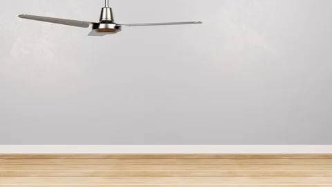 Ceiling Fan Rotating in an Empty Room Stock Footage 97562275