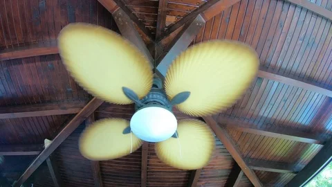 Ceiling fan is spinning. bottom view Stock Footage 117859008