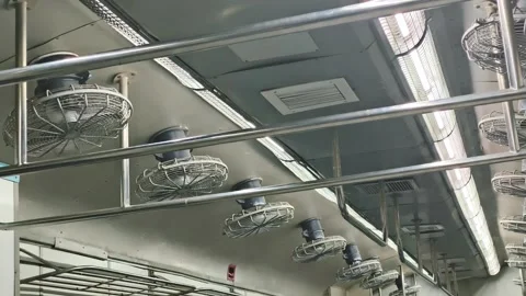 Ceiling Fans and Lights Inside Passenger Train Stock Footage 323302829